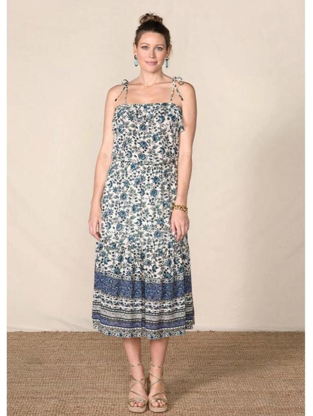 Matilda Jane Good Hart Maisie Floral Ruffle Midi Dress Large Blue White - Picture 3 of 9